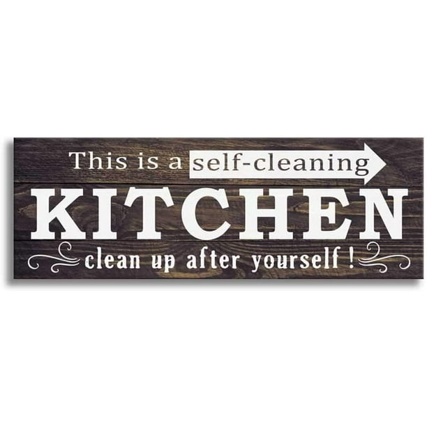 Family Rustic Wooden Kitchen Sign Farmhouse Wall Hanging Sign Kitchen Decoration Plaques This Is A Self Cleaning Kitchen Pantry Wood Sign Wall Art Decor Mural Wood Sign Wall Décor Gift 24 X 6