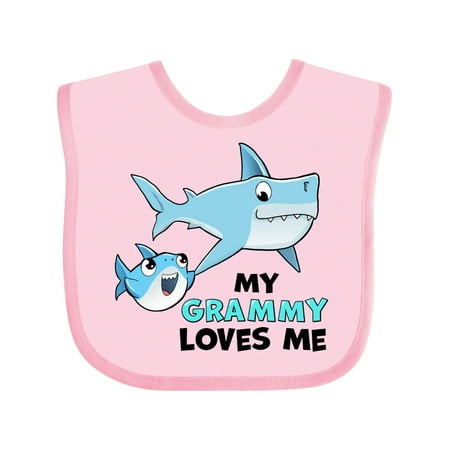 

Inktastic My Grammy Loves Me with Cute Sharks Gift Baby Boy or Baby Girl Bib