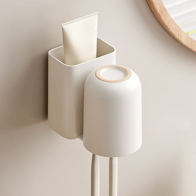 Toothbrush Storage Rack Wall Hanging No Perforation Mouthwash Cup Brushing Cup Student Dormitory Toothbrush Cup Storage Rack