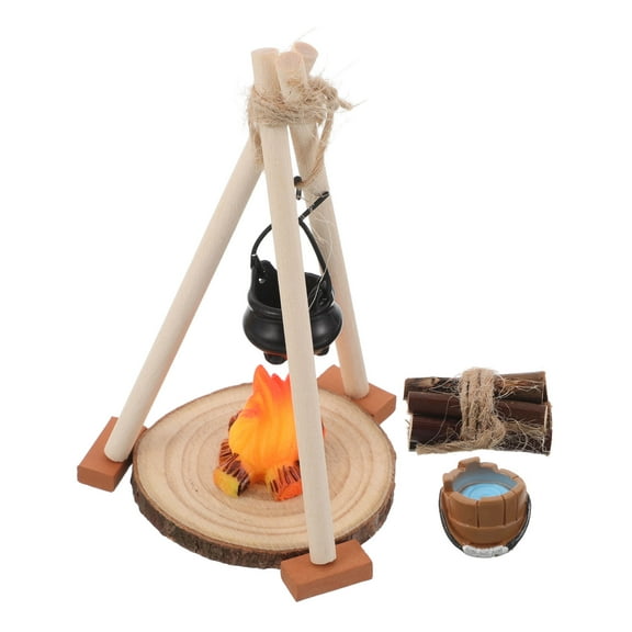 OULII 1Set Dollhouse Campfire Model Realistic Fake Fire Flames Multipurpose Ornament