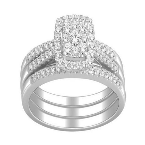 1 Carat Trio Wedding Ring Set for Her in White Gold
