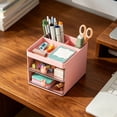 thumbnail image 5 of Cute Desk Organizer with 2 Drawers, Stationery Office Supplies, Makeup Brush Storage Organizer for Small Item Storage, Durable Desk Accessories Pens Pencils Scissors Organizer, 1Pc(Pink,6.3x4.7x4.5"), 5 of 9