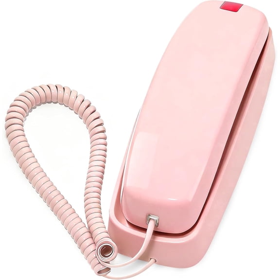 Uvital Corded Phones for Landline, Wall-Mount Telephones for Landline Phone with Loud Ringer, Home or Office Phone, No Power Required, Emergency Telephone, Pink