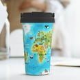 thumbnail image 6 of Picia World Map With Animals Landmarks Pattern 500ml Carry Insulated Coffee Mug, Stainless Steel Travel Mug with Hidden Handle, Leak-Proof for Car, Office, Home, and Outdoor Use, 6 of 8