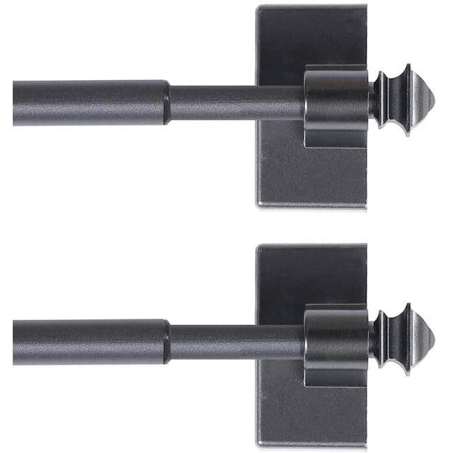 FrostHike 2 Pack Magnetic Curtain Rods for Metal Doors Multi-Use Rods for Small Windows Cafe Sidelight and Iron Steel Places, Tool Free with Square Finials (Adjust from 16 to 28 Inch, Pewter)