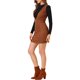 thumbnail image 4 of Vestido de tirantes de mezclilla con cinturón y escote en V de INSPIRE CHIC para mujeres, color marrón, talla XL, 4 of 7