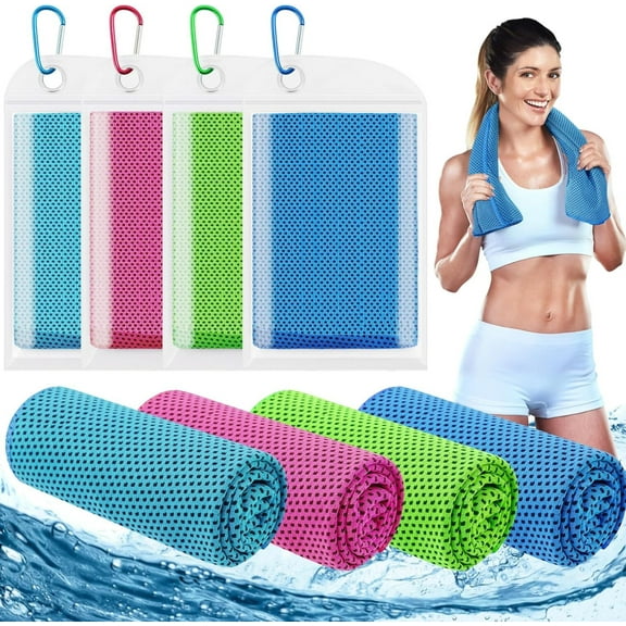 4-Pack Cooling Towels, Soft Breathable Microfiber Ice Towels