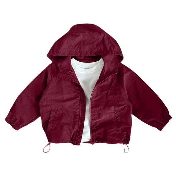 Lightweight Hooded Windbreaker Jacket for Boys Girls Outdoor Sports Playground Casual Wear Zipper Coat