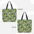 thumbnail image 2 of Japuie Lemons on Striped Print Tote Bags, Shoulder Bag with Zipper Closure, Top Handle Handbag,Shopping Bags,Travel Shoulder Bag ,Suitable for Gym Shopping, Work, and School, 2 of 6