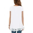 thumbnail image 3 of JWD Women's Tops Short Sleeve Lace Trim O-Neck A Line Tunic Blouse White-Small, 3 of 6