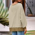 thumbnail image 6 of Fall Sweatshirts for Women, Comdrip Women's Oversized Sweatshirt Knit Striped Long Sleeve Crewneck Casual Loose Pullover Tops Khaki Oversized Waffle Knit Shirt Women Khaki 2XL, 6 of 9