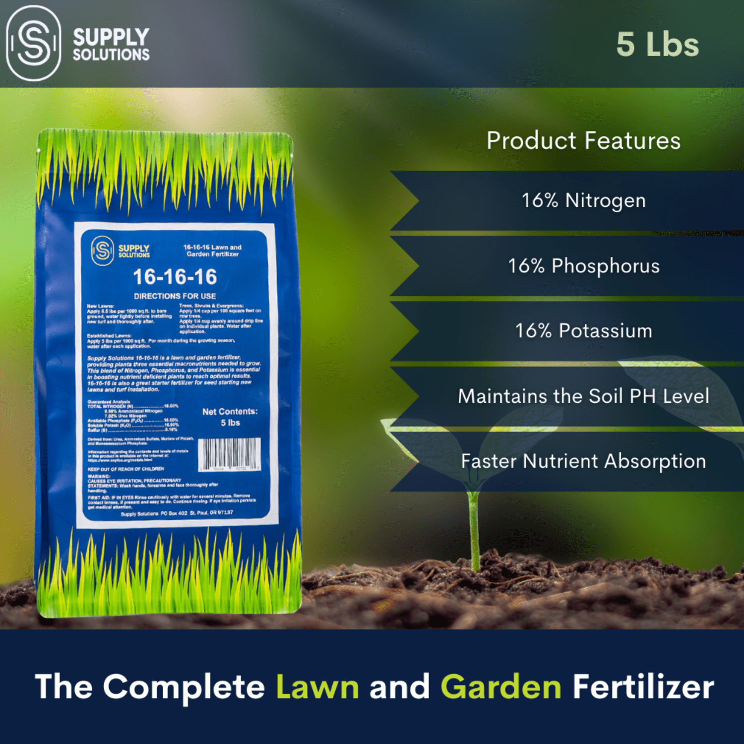 Supply Solutions Lawn & Garden Fertilizer, 5 lbs