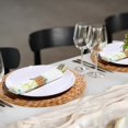 thumbnail image 4 of HLONK 200pcs Disposable Woven Paper Placemats and Napkin Rings Bulk Rustic Round Wicker Printed Charger Place Mat Farmhouse Braided Rattan Tablemats for Summer Country Wedding Dinner Birt, 4 of 6