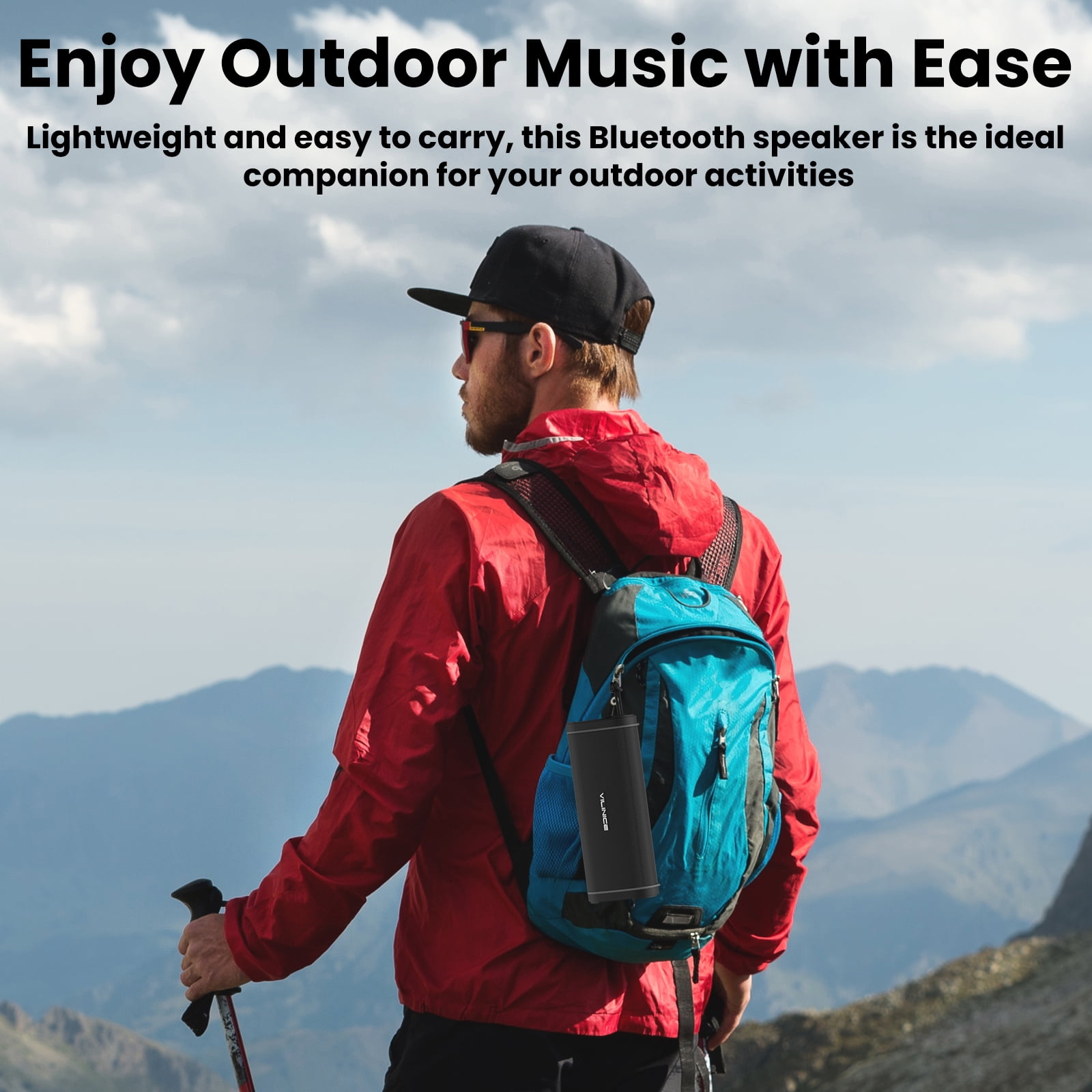 Bluetooth Speaker Portable, Waterproof Speaker IPX6, Wireless Speaker with Colorful Lights, Bluetooth 5.3, Mircrophone, TWS Pairing