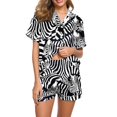 thumbnail image 3 of Dzrciro Pajamas for Women Set, Short Sleeve V Neck Button Down Tops with Pockets and Elastic High Waist Pants with Various Prints, Comfy Lightweight Everyday Sleepwear S-3XL, 3 of 8