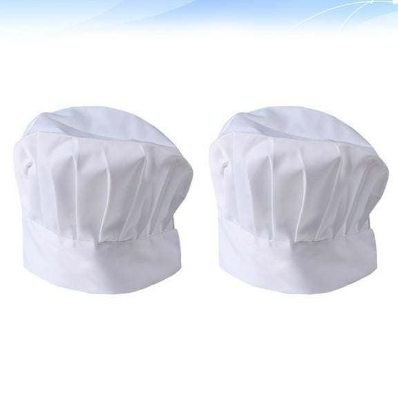 OUNONA 2Pcs White Working Cap Lightweight Adjustable Chef Hat for Food Baking and Catering