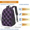 thumbnail image 3 of Purple and Black Checkered Pattern 17" School Backpacks for Teens,Waterproof Oxford Fabric,S-Shape Padded Straps for School,Travel,Hiking,Camping, 3 of 6
