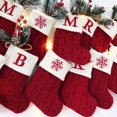 thumbnail image 3 of Calcetines de Navidad con letras y nombre, medias de punto con alfabeto, copo de nieve rojo, decoraciones colgantes de árbol de Navidad para el hogar, regalos de navidad, 3 of 4
