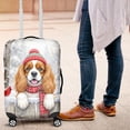 thumbnail image 4 of Playful Cavalier King Charles Spaniel Welcomes Winter Snowy Day with Cardinal Bird Travel Luggage Cover Dog Lover Gifts Suitcase Dust Protective Decor - 2017, 4 of 5