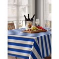 thumbnail image 6 of Dark Blue Striped Table Cloth, Modern Beige Geometric Country Waterproof Tablecloth for Rectangle Tables, Reusable Washable Fabric Table Cover for Restaurant Kitchen Dining Tables 60"x84", 6 of 6