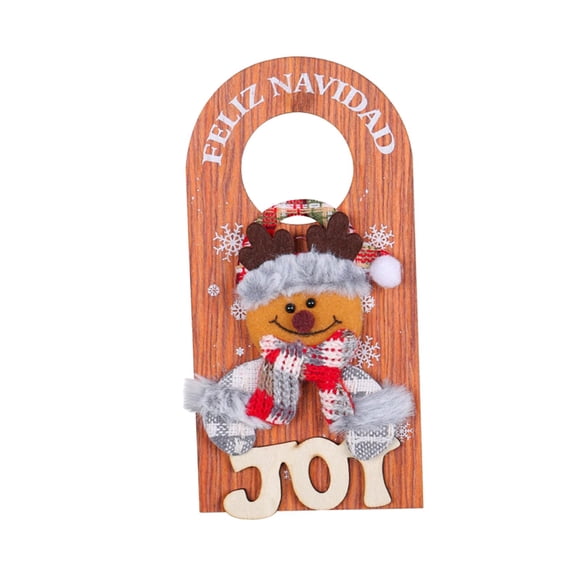 Placa de madera con pomo para puerta de Navidad, decoración navideña, letrero colgante de bienvenida para puerta Ciervo