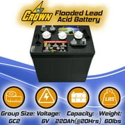 Crown Battery BCI Group GC2 6V 240AH Deep Cycle Golf Cart and Scrubber Battery X4