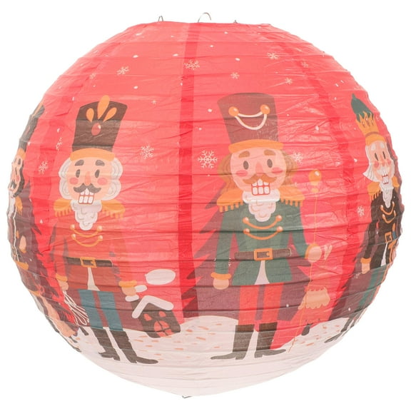 Tineasur Nutcracker Hanging Ornaments Paper Round Lantern Red Festival Lantern 1Pcs
