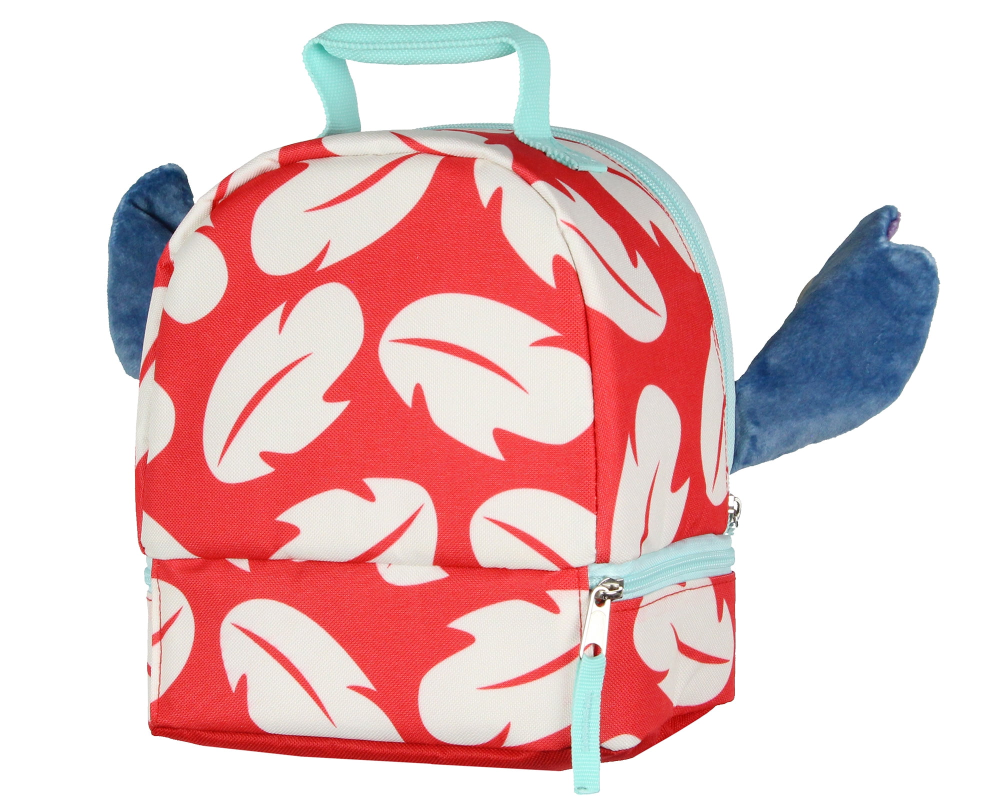 Disney Lilo and Stitch Lunch Box peek-A-Boo 3D Velvet Ears Ohana Dual-Compartment Insulated Lunch Bag 10"