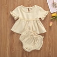 thumbnail image 3 of ITFABS Baby Girl Clothes Suit Monochrome Cool Ruffle Short Sleeve Top Stretch Shorts, 3 of 9