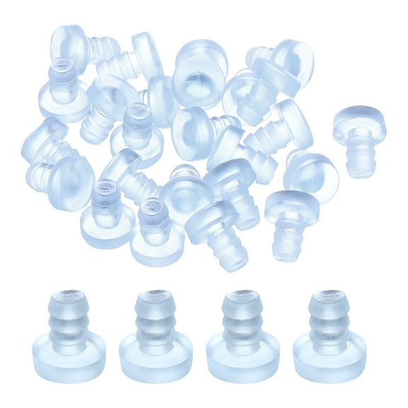 36Pack 5mm/0.2" Glass Table Top Bumpers with Long Stem Fit 3/16Inch, Clear