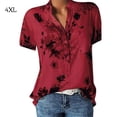 thumbnail image 1 of Sonducket Camisa de manga corta con cuello en V y botones estampados para mujer Prendas para la parte del cuerpo Rojo 4XL, 1 of 1