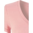 thumbnail image 5 of Made by Olivia Women's Basic Solid Short Sleeve V Neck Jersey Top, 5 of 5