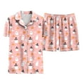 thumbnail image 7 of UngA Women Halloween Pajamas Pajama Set for Women 2 Piece Lounge Set Short Sleeve Tops and Shorts Soft Sleepwear Loungewear Sweatsuits Light Pink,M, 7 of 7