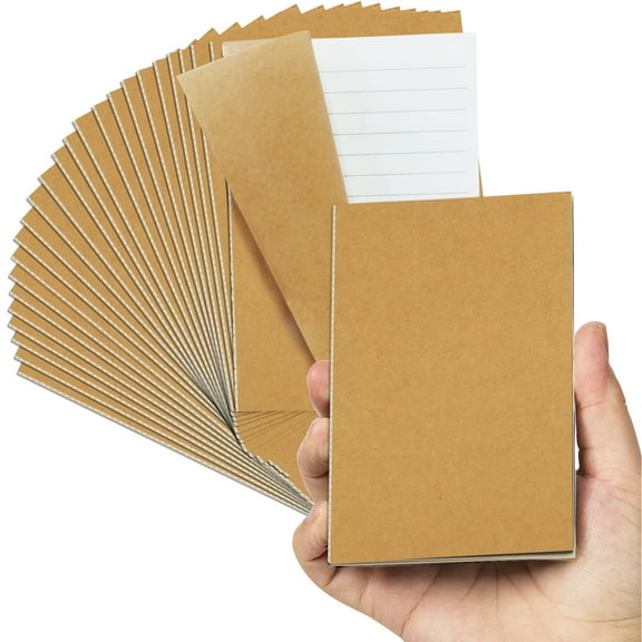 GINMLYDA 24 Pack A6 Mini Journal, 3.5"x 5", Thick & Lined Paper, Pocket Notebook, Softcover, Small Memo Notepad (Brown Kraft)