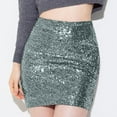 thumbnail image 2 of Ashirexll Skirts for Women Summer Sequins High Waist Slim Package Hip Skirt A-line Sequin Mini Skirt Silver S, 2 of 6