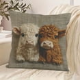 thumbnail image 5 of Highland Cow Pattern Pillow Cover, Imitation Embroidery Sofa Cushion, Linen Feel Cushion Cover 17.71x17.71 Inch, Rustic Home Decor for Living Room Bed Chair, 5 of 6