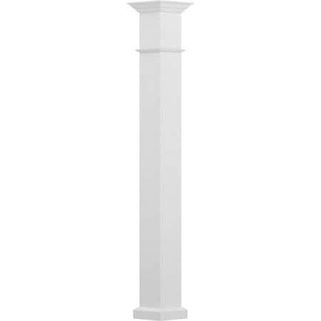 9 x 10 Endura Aluminum Wellington Style Column Square Shaft Load Bearing 15000 lbs Non Tapered Textured White Finish w Capital Base