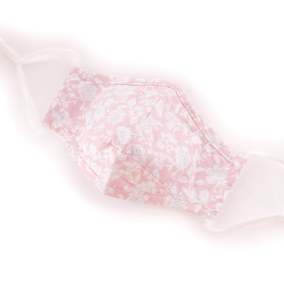 Children Large Fitted Printed Cotton Fabric Face Mask w/ Filter Pocket - Pink Multi Dots
