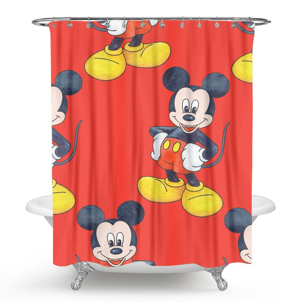 Mickey Mouse Print Polyester Shower Curtain, Fashion Bathroom Curtain