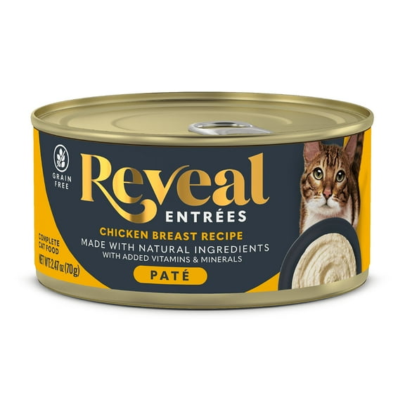Reveal Pet Food Entrees Natural Wet Cat Food Chicken Pate in Broth 2.47 oz Can