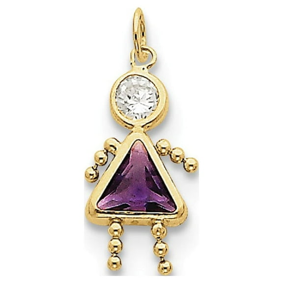 10k Yellow Gold February Girl Birthday Month Colored Stone Charm