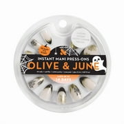 Olive & June Instant Mani Medium Almond Press-on Nails, Creepy Cobweb French, 42 Pieces