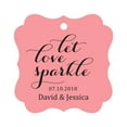 thumbnail image 1 of Darling Souvenir Custom Let Love Sparkle Wedding Hang Tags Personalized Fancy Frame Paper Tags -Peach & Pink-50 Tags, 1 of 1