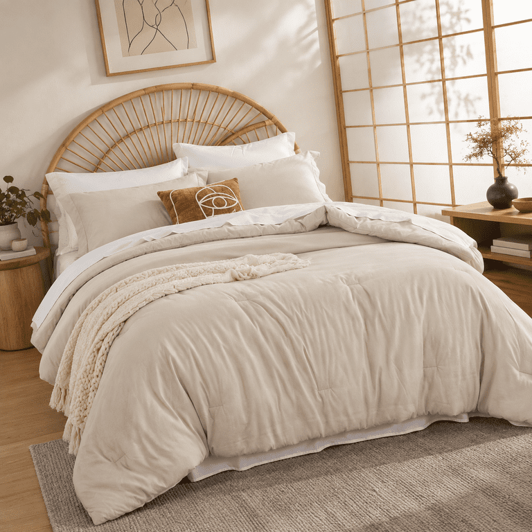 Beigeforter Set With Sheets - 5 Pieces Bed In A Bag - Walmart.com