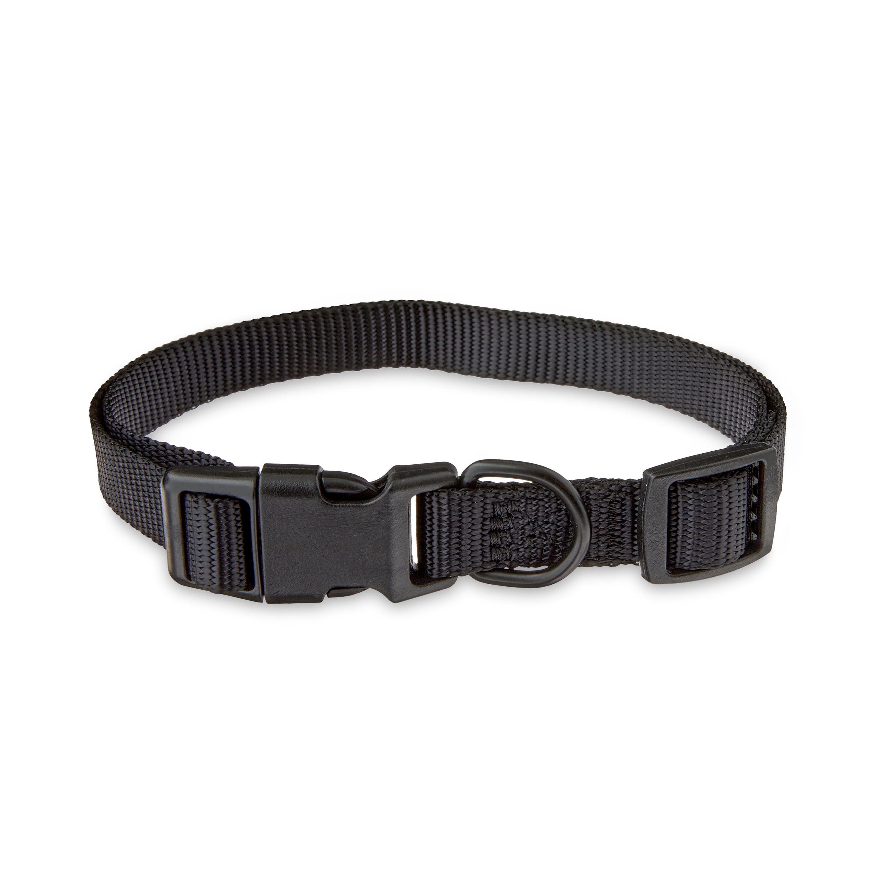 (2 pack) Vibrant Life Solid Polyester Adjustable Dog Collar, Black, Medium