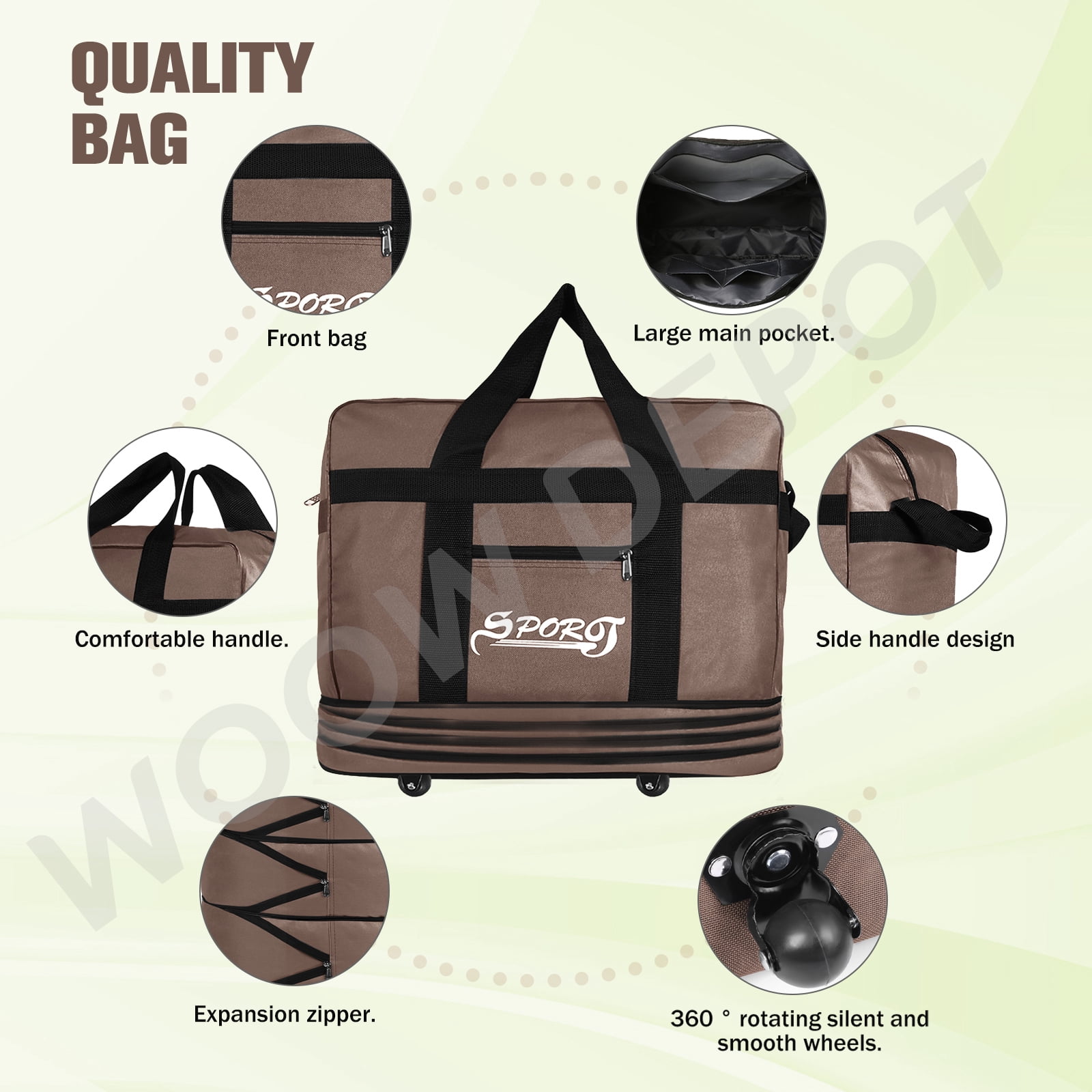 WOOW DEPOT 40in Expandable Suitcase Bag 4 Layer Collapsible Rolling Luggage Wheeled Duffle Bag Large for Home Storage Cargo Travel Business Moving
