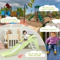 thumbnail image 6 of Pirecart Baby Slide Toddler Slide Climber Set for Indoor Outdoor with Basketball Hood, Wet or Dry Kids Slide for Age 3+, Pastel Green & Gray, 6 of 7