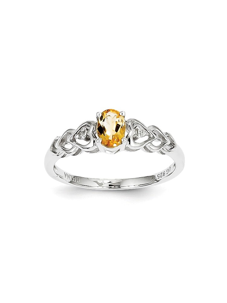 Mia Diamonds 925 Sterling Silver Solid .02cttw Citrine and Diamond Ring