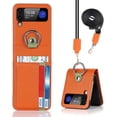 thumbnail image 1 of Ultra Slim Leather Wallet Case Compatible With Samsung Galaxy Z Flip 3 With Card Slots Lanyard, 1 of 3