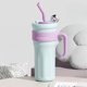 thumbnail image 3 of Taza aislante de acero inoxidable de 1,25 l con asa y pajita para gimnasio Fitness (azul), 3 of 6